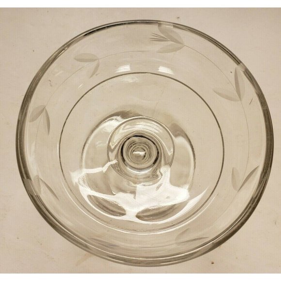 Margarita Glass, vintage, Etched w leaf pattern, VG (G147) - Picture 3 of 3